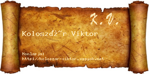 Koloszár Viktor névjegykártya
